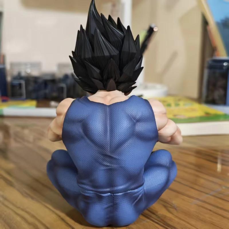 In Stock Wukong Vegeta Gnawing On Hamburgers Figure Fun Sitting Posture Wacky Anime Model Collection Desktop Ornament Toy Gift