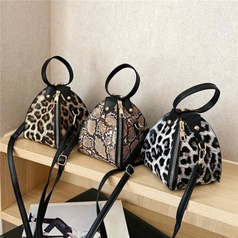 Women Handbags Messenger Bags Leopard Print Leather Shoulder  Flap Crossbody Bags