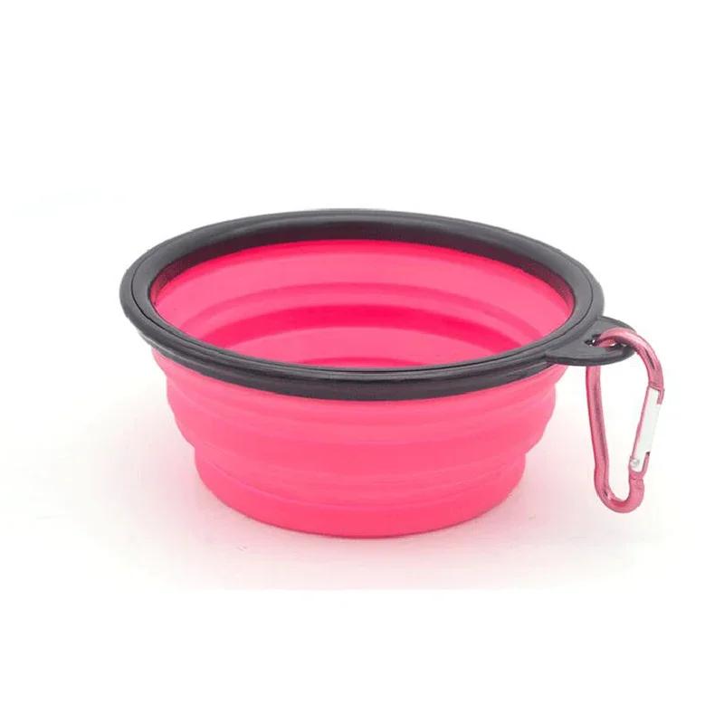 Portable pet dog folding, portable dog bowl, outdoor portable drinking water, silicone drinking water, cat travel 350ML розовый