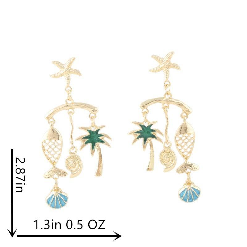 Personalized marine animal multi-pendant seaside earrings beach party vacation style earrings