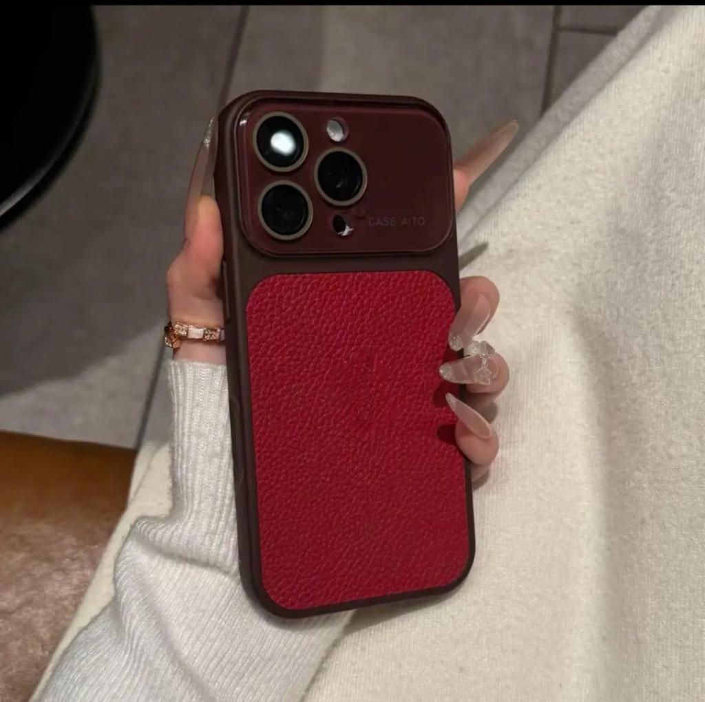 iPhone 17 Pro Max Lychee Pattern Leather Texture Case, Full Coverage for Apple 16