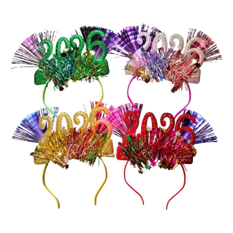 Pack of 4 Glowing Hairbands Assorted Colors Hair Hoop for Celebration Lightweight Comfortable Plastic Outdoor Use