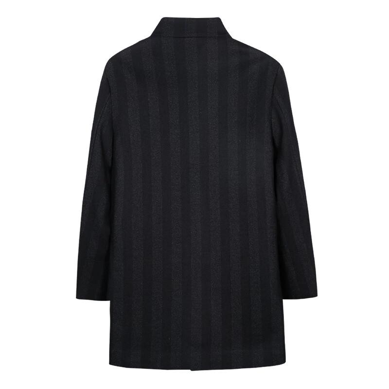 Caizi Men's Mid-Length Padded Wool Blend Coat with Vertical Stripes