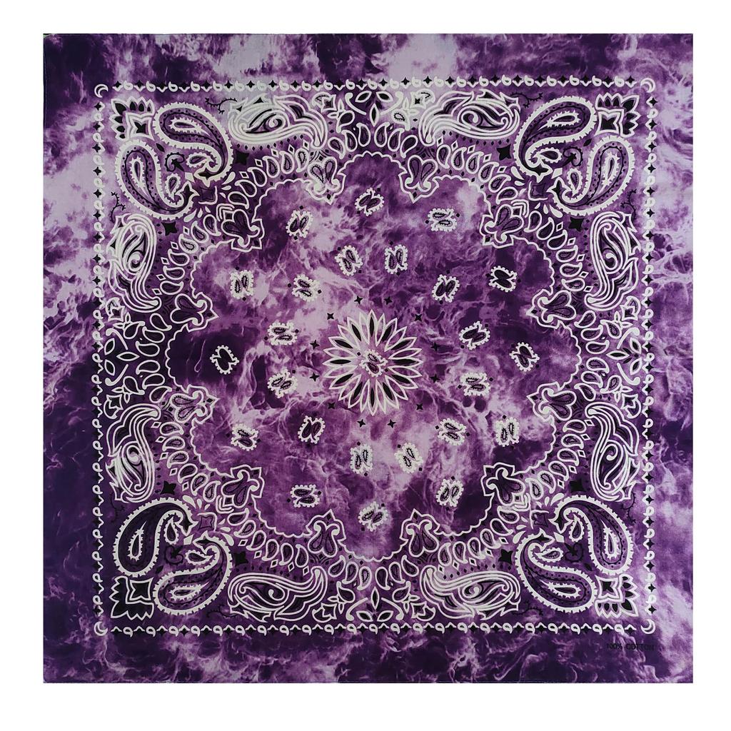 kakatrend Paisley Bandana 100% Cotton Tie-dye Purple Bandana Adults Stylish Handkerchief Cotton Bandana Unisex Durag Large Men Purple 55cm x 55cm