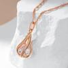 Full Inlay Hollow Water Drop White Zircon Smooth Pendant Necklace for Women Gold Color Wave Chain Light Luxury Jewelry