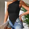 Women Irregular Asymmetrical Off Shoulder Slim Fit Strappy Camisole Vacation Beach Top