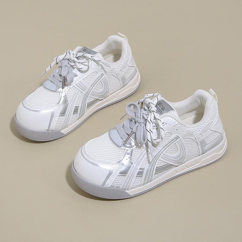 Niche Mesh Lace-up Little White Shoes Women's 2025 Summer New Fashion Versatile Comfortable Sports Leisure Lightweight Board Shoes