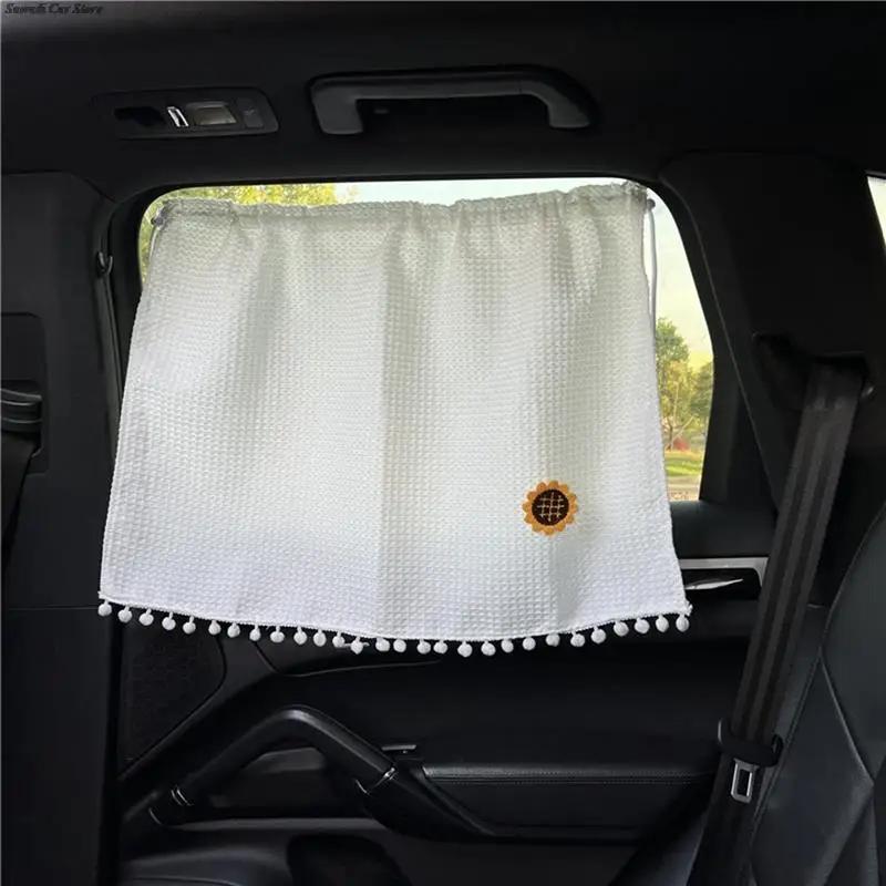 

Suction Cup Waffle Cloth Curtain In The Car Window Sunshade Cover Cartoon Side Window Sunshade UV Protection For Kid Baby