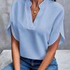BITCED Women's Fashion Casual Solid Color Print Short Sleeve V Neck Blouses & Shirts International Design