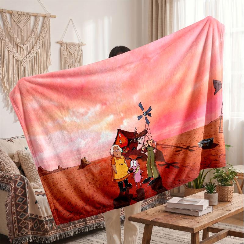 Warm Flannel BlanketCourage the Cowardly Dog Soft Cozy Throw Blanket for Bedroom Couch