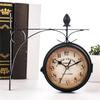 Antique Iron Double Side Wall Clock Easy Read Hanging Wall Clocks Home Decors for Outdoor Indoor Photography Props