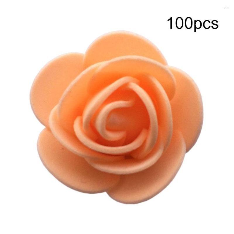 100Pcs 3.5cm Artificial Flower Foam PE Rose Heads DIY Valentine's Day Roses Wedding Candy Box Decoration