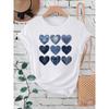 Women Cowboy Heart Print T-Shirt for Valentine's Day Gifts Fashion Crew Neck Short Sleeve T-Shirt Casual Women's Clothing