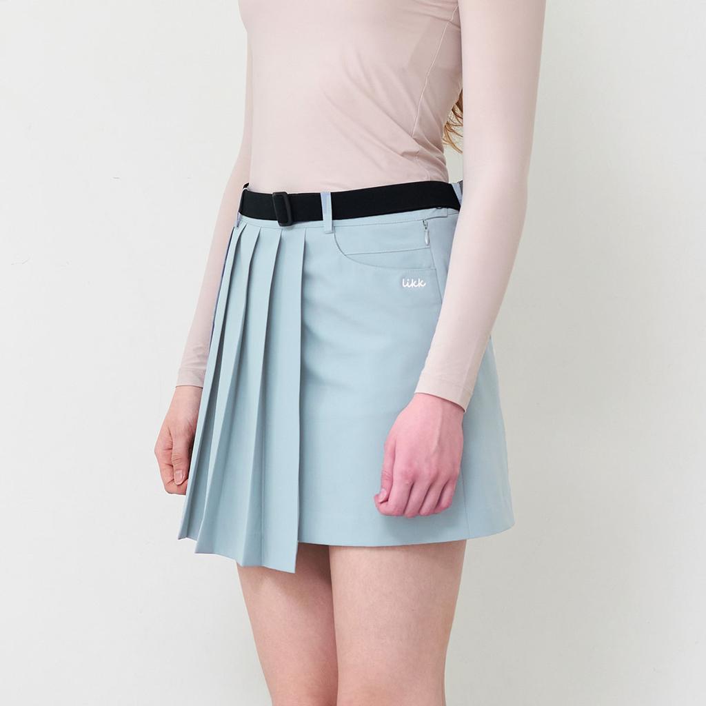 LIKK Asymmetrical Pleated Skirt (Blue)_L3A1-Sk03C