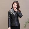 Winter Autumn Women Short Leather Jacket Slim Fit Cardigan Coat Outerwear Lady Short Jacket Plush Lapels Faux Faux Leather Jacket