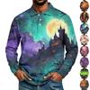 Herren Langarmshirt Halloween-Print Lockerer Schnitt Lässiges Oberteil