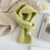 Korean Version Of The New Versatile Warm Solid Color Knitted Scarf With Wool Yellow-Green Cute Little Scarf Women