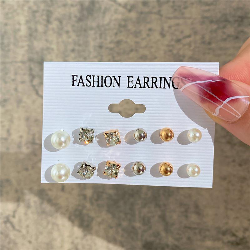 Modyle New Bohemian Female Pearl Earrings Set Punk Vintage Gold Color Geometric Drop Earrings for Women Fashion Jewelry