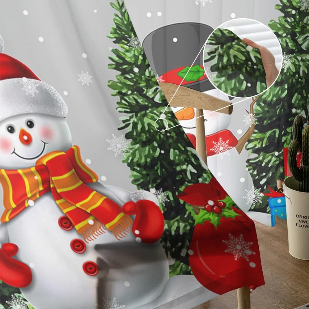 Weihnachten Schneemann Weihnachtsbaum Garnvorhang Fenster Tüll Vorhänge für Wohnzimmer Küche Fenster Transparent Voile Vorhänge