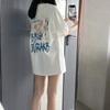 Plus Size Cotton T-Shirt Summer Lazy Style Short Sleeve Women's Top Couple Matching Loose Fit Casual Cartoon Print Tee 90kg Wear
