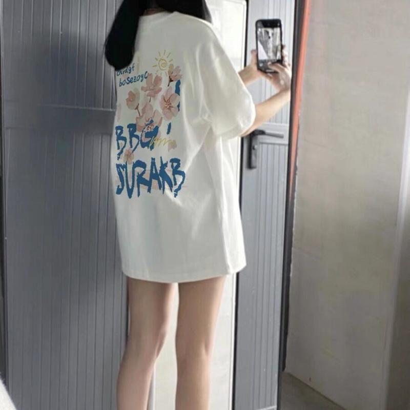 Plus Size Cotton T-Shirt Summer Lazy Style Short Sleeve Women's Top Couple Matching Loose Fit Casual Cartoon Print Tee 90kg Wear