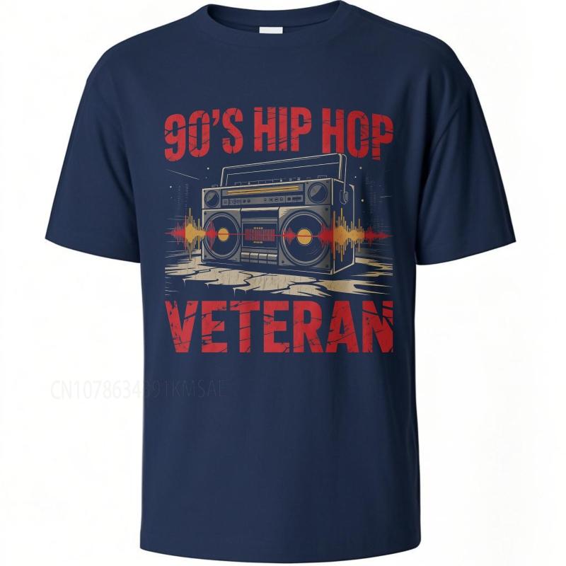 Neues Baumwoll-T-Shirt Schwarz Sommer Für sie T-Shirt 90er Hip Hop Veteran Boombox Design Kurzarm Rock-Oberteile Herren-T-Shirt