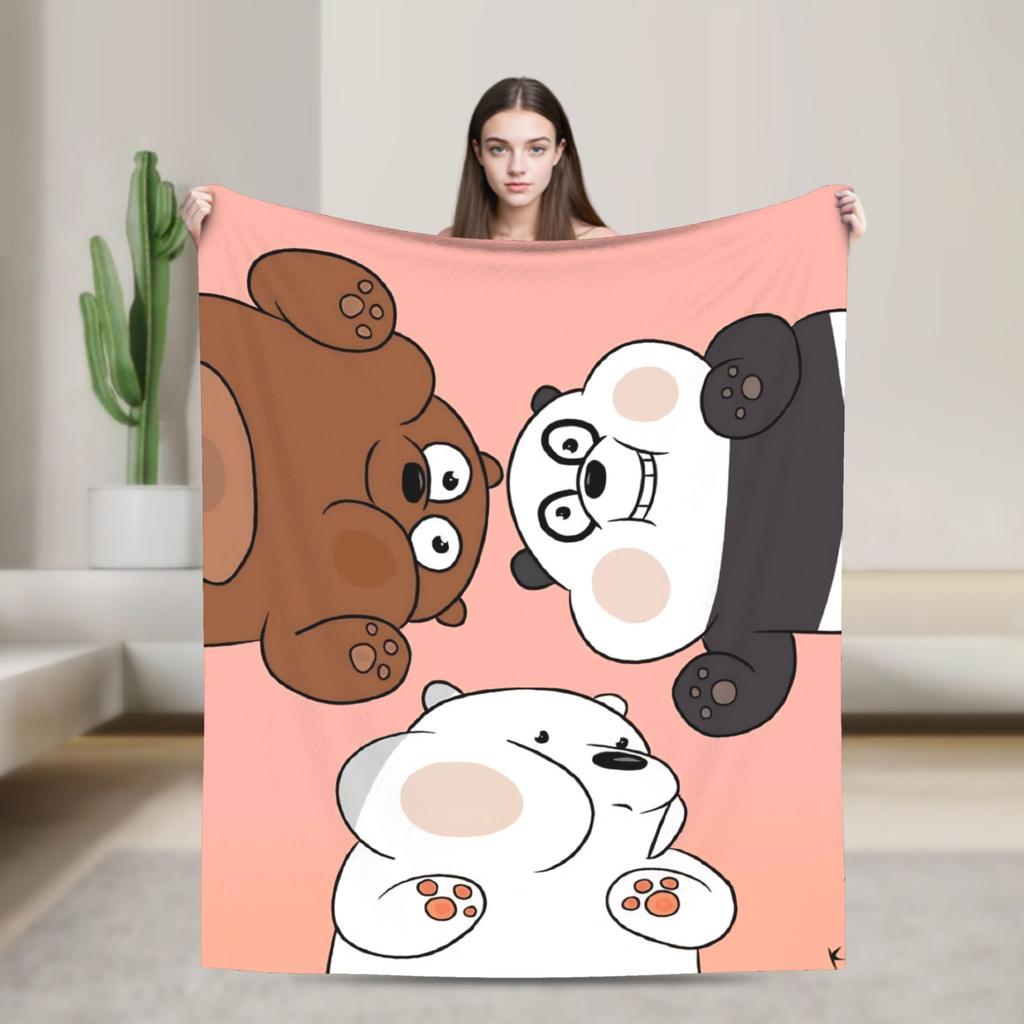 Warm Soft Blanket Camping We Bare Bears Somos Osos Bedding Throws Flannel Bedspread For Couch Bed Pattern Sofa Bed Cover