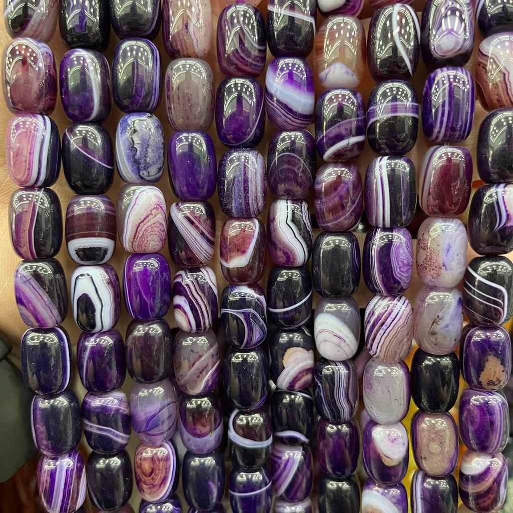 10x14mm Natural Crystal Striped Agate Drum Beads for Jewelry and DIY Accessories