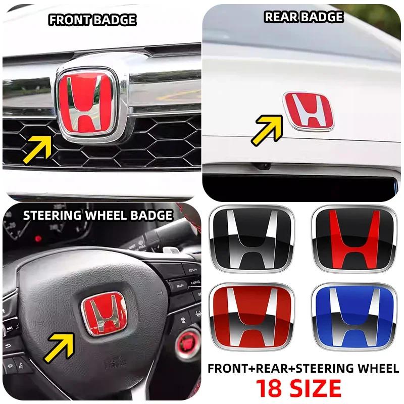 Car Front Grill Badges Rear Trunk Emblem Lid Covers Logo Sticker For Honda Civic Fit Jazz Accord CRV HRV City Odyssey Passport