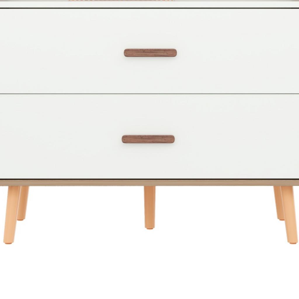 Children's Wardrobe, Wardrobe with Clothes Rail, with Drawers, Open Wardrobe, Solid Wood Handles, Made of Chipboard, White+natural Wood, 80×46×141,5cm