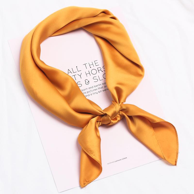 Simulated Silk Scarf Women'S 70 Square Scarf Solid Color Versatile Flight Attendant Professional Scarf Trendy High-End Sunscreen Headscarf