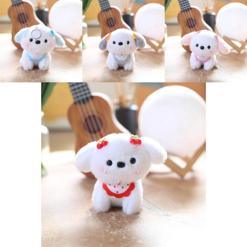 Plush Dog Keychain Backpack Charm With Scarf Soft Stuffed Toy Gift For Kids Teens