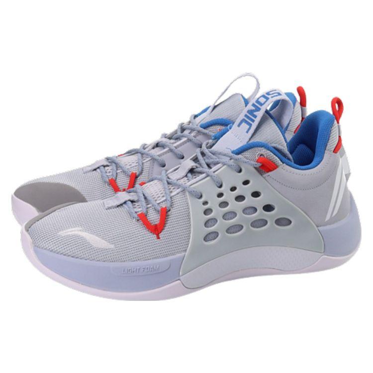 Li Ning Sonic 7 Low Slip Resistant Durable Low Top Basketball Shoes Men sneakers Blue White ABAP033-3
