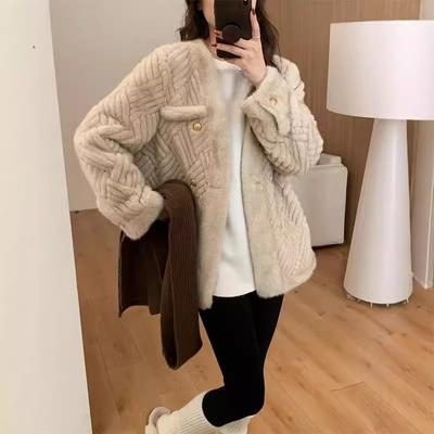 Fur All-in-one Coat Women's Long New Korean Style Winter Thickened Imitation Mink Fur Environmentally Friendly Coat