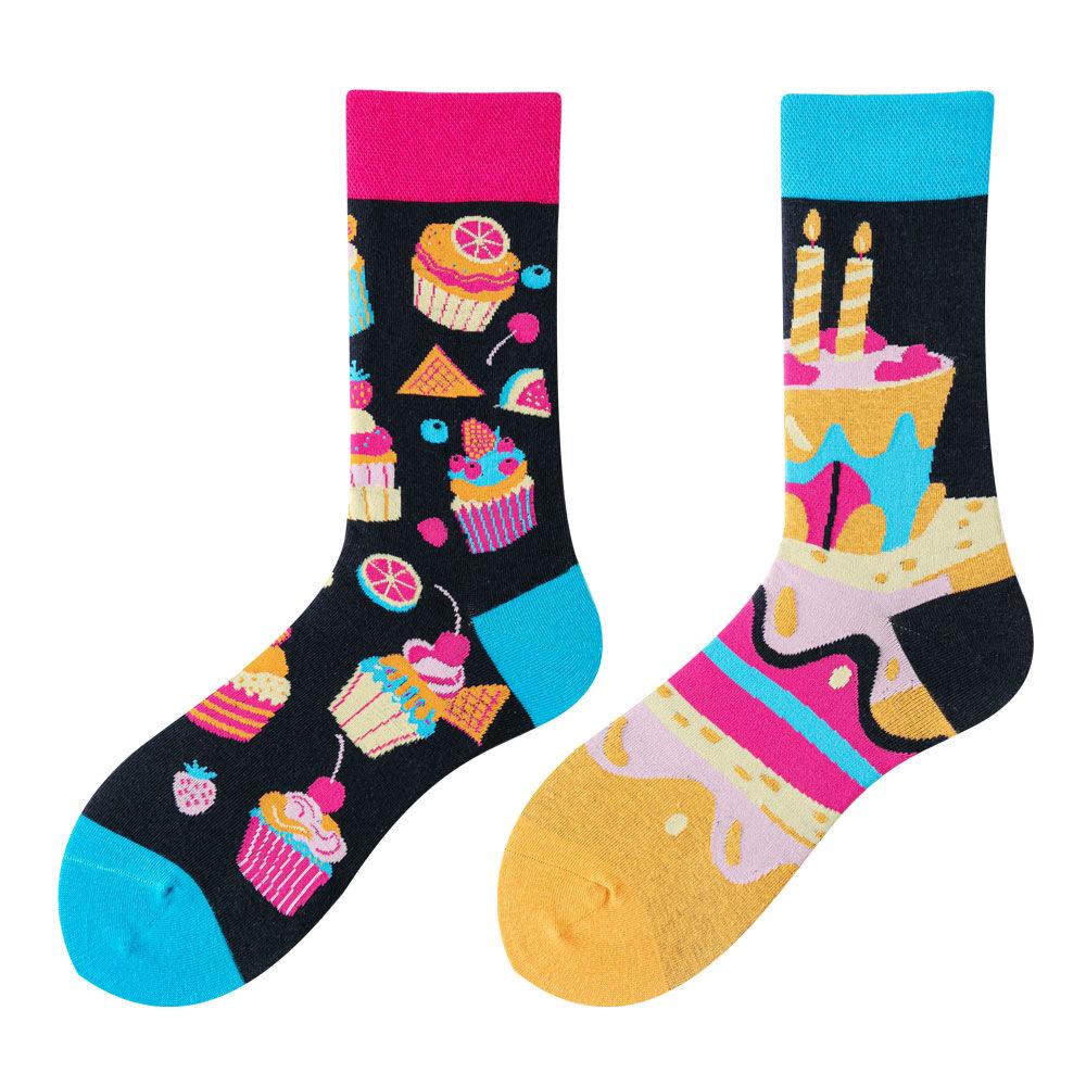 SMLSOX Summer Asymmetrical Mandarin Duck Couple Mid-Calf Colorful Christmas Cotton Fashion Socks