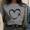 Personalized Creative Airplane Heart Pattern Printed T-Shirt Women's Fashion Shirt Casual Outdoor Women's Round Neck Short Sleev