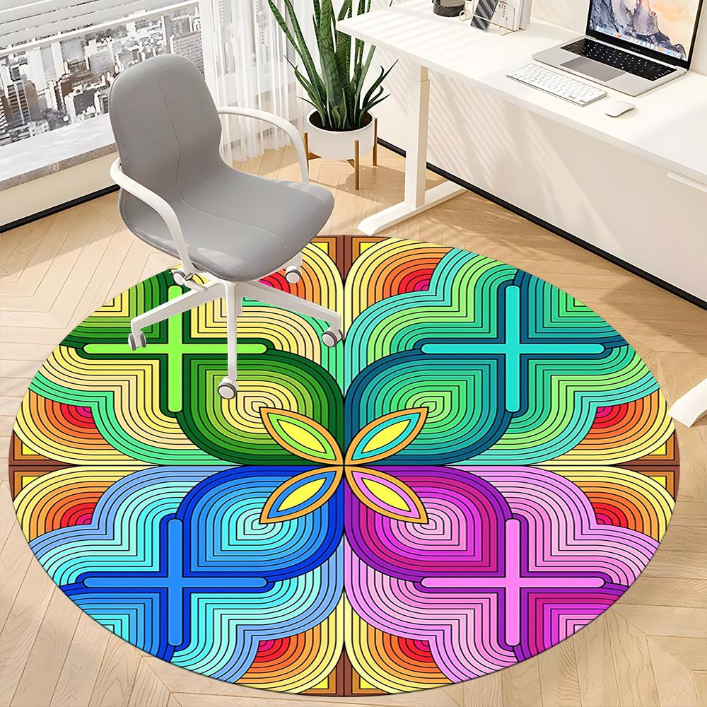 1pc Mandala Pattern Carpet for Office Non Slip, Round Carpet, Soft & Comfortable, Carpet for Office, Lightweight Round Floor Mat
