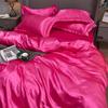 Imitation Silk 4-Piece Bedding Set: Duvet Cover, Fitted Sheet, Smooth Ice Silk Feel