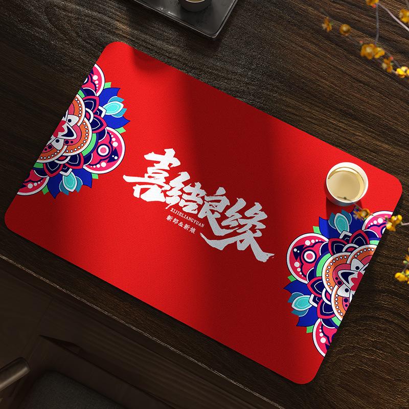 Masă pentru chiuvetă de bucătărie Tampă hidrofilă Atmosferă de Anul Nou Tampă de scurgere a apei Blat de bar Bol și farfurie Coaster Covoraș izolator anti-opărire