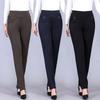 2026 Women's Plus Size Straight-Leg Elastic Waist Pants for Spring/Autumn - Loose Fit for Middle-Aged & Elderly