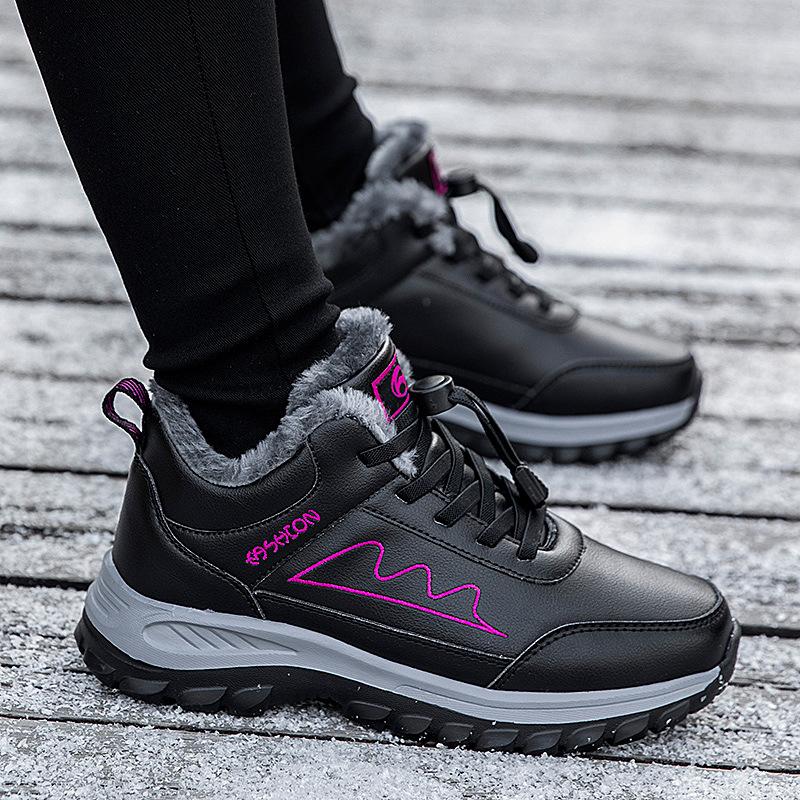 Genuine winter wool cotton shoes thickened and velvet mother snow boots medium warm walking shoes