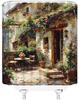 Tenda Doccia da Giardino Rustica Italiana Europea Toscana Italia Strada Città Cortile Fiore Vite Vaso Vintage Cultura Mediterranea