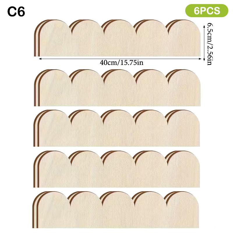 6/12pcs Fan-Shaped Decorative Wooden Strips Unfinished Wooden Frame For DIY Home Decor, Cabinet, Window Frames, Party Decoration