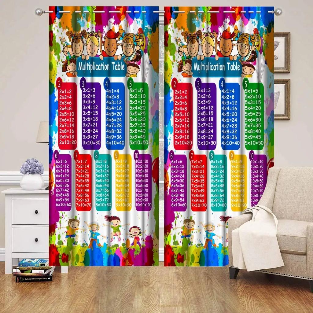 Colored Pencil Cartoon Curtains, Thin Window Curtain for Living Room, Bedroom Decor, Free Shipping, 2 Pieces