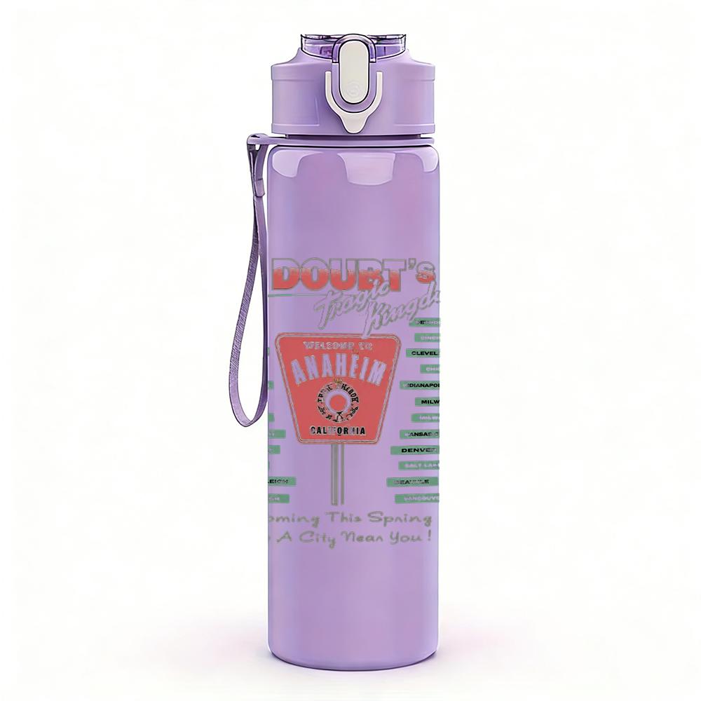 1PC Light grey faded blank textured print 750ml colorful plastic sports water bottle leakproof pop up lid with straw for outdoor work home use