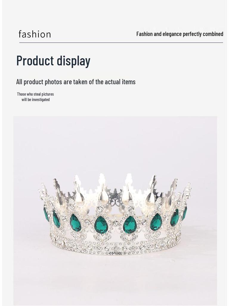Elegant Rhinestone Alloy Crown Tiara: Exquisite Retro Bridal Headpiece & Hair Accessory