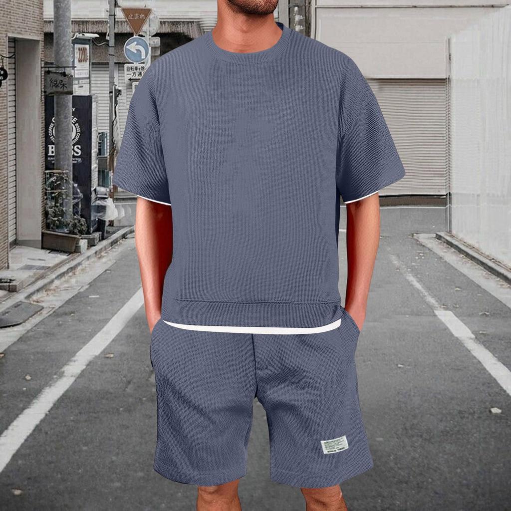 Herren Sommer Sport T-Shirt Anzug Täglich Lässig Kurzarm Shorts Zweiteiliger Anzug