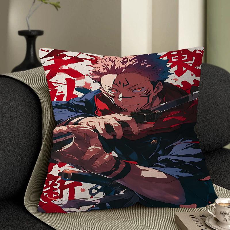 Poduszka Anime R-Ryomen S-Sukuna Poduszka Anime Pokrowiec na Poszewkę Poduszki na Kanapę Łóżko Zagłówek Pokrowiec na Poduszkę 45x45 Cm Modny