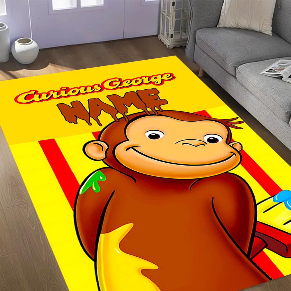 Curious Monkey Party Personalized Name Floor Mat Perfect for Bedrooms Study room Dormitory Playrooms Anti-slip Rug Decorate Offices