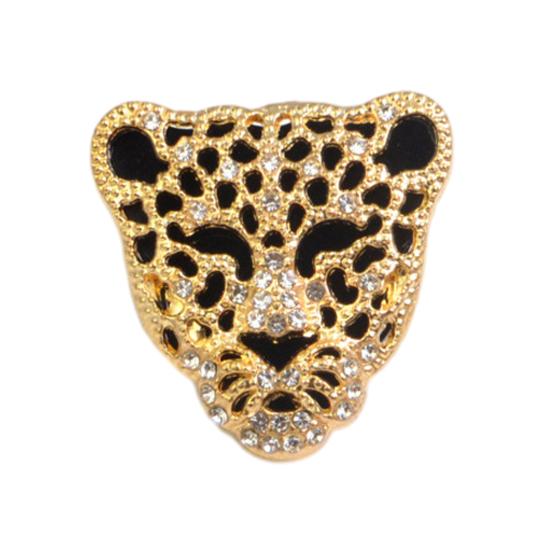 

Men Cufflinks Leopard Head Shape Sparkling Rhinestones Cufflink Studs Polished Design Business Shirt Button Cover Meetings Parties Accessories золотистый